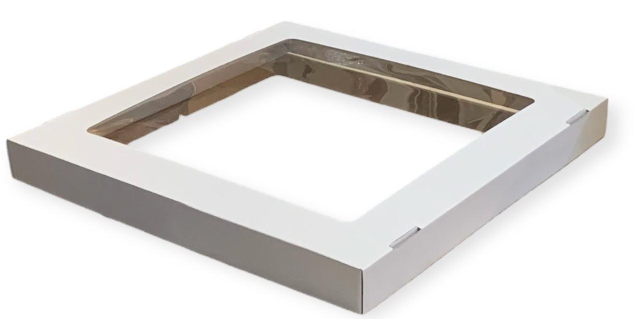 картинка Крышка с пластиковым окном 406*406 для коробки ХL A, белая 10шт./уп. от ООО Яркий Мир